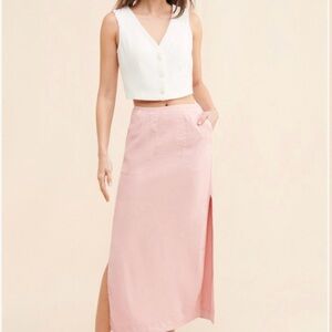 side slit midi skirt size Medium office workwear chic